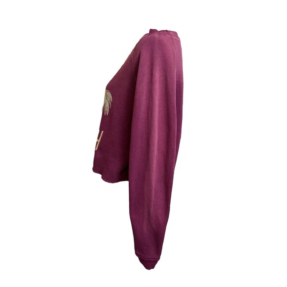 Wildfox Women's XS Venice Beach Pullover Cropped Sweatshirt Oversized Plum - Picture 4 of 11